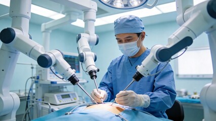 Surgeon performing robotic surgery