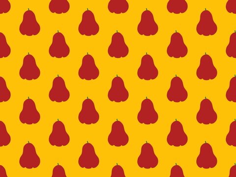 seamless red roseapple pattern on yellow background