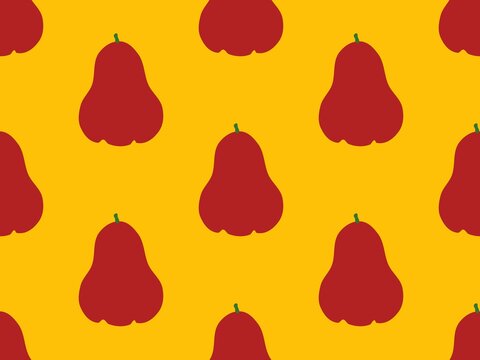 seamless red roseapple pattern on yellow background