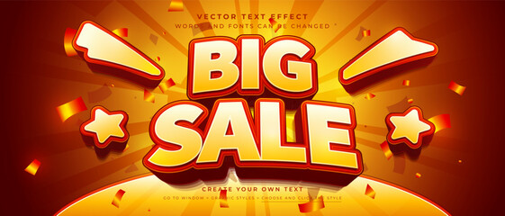 Big Sale text effect on red sunburst background