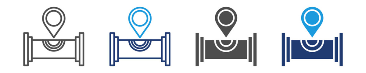 locating pipe icon set multiple style