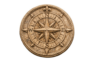 Naklejka premium Vintage carved stone compass rose indicating direction