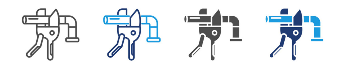 cutting pipe icon set multiple style