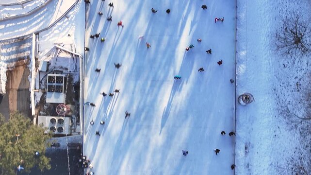 Snow sliding activity at a winter park featuring various participants