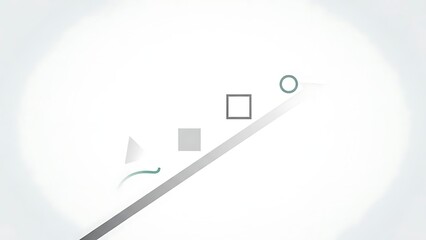 Simple geometric shapes moving up diagonal trajectory path