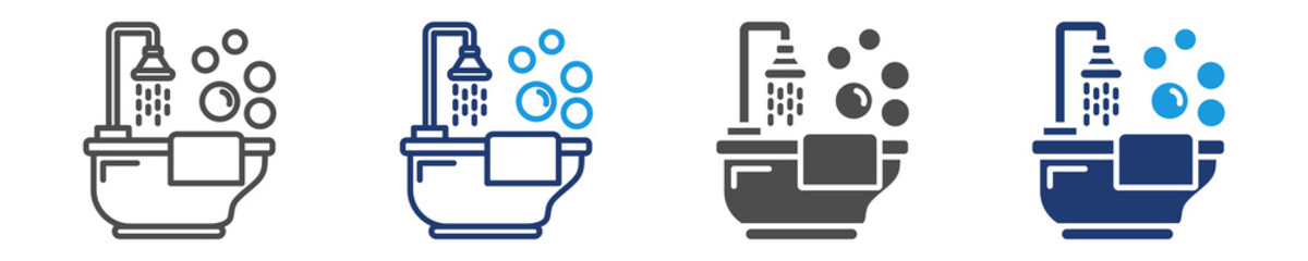 bathtub icon set multiple style