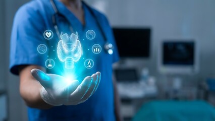 Doctor holding glowing medical technology.