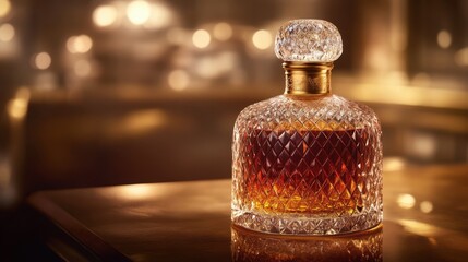 Elegant rare cognac bottle on luxurious bar setting for collector's display