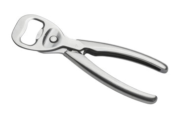 Obraz premium Stylish metal bottle opener on white backdrop . Isolated on transparent background, png