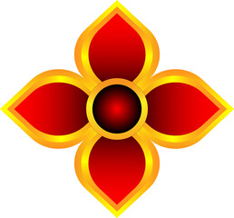 Abstract Red and Gold Floral Symbol