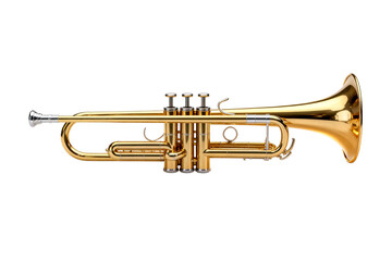 Obraz premium Golden Brass Trumpet with Three Valves