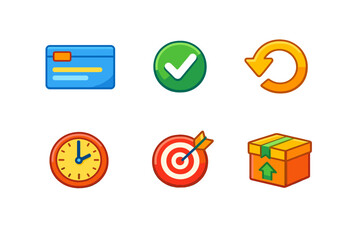 Icons showing various concepts related to finance time and delivery