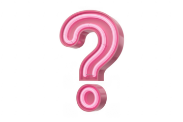 Pink neon question mark neon sign pink and white isolated isolated on a transparent background