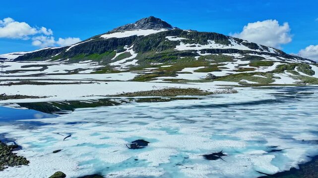 Perfect reflection in lake at Aurlandsfjellet mountain plateau, Vestland Norway