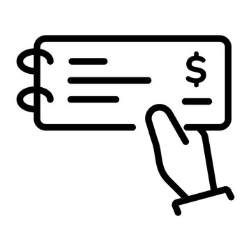 An outline icon depicting a checkbook
