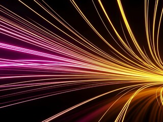 Vibrant neon light trails on black background