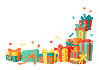 Fototapeta premium Background with gift boxes. Colorful presents for celebration, discounts or promotions.