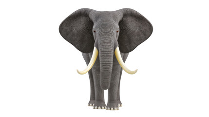 Obraz premium African elephant large mammal wildlife tusk gray skin standing isolated front view nature animal majestic powerful savanna conservation endangered big ears trunk herbivore safari outdoors strong