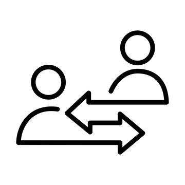 A linear icon showing social interaction