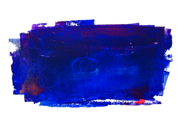 Abstract blue paint brushstroke with rough texture, isolated on a white background. Copy space
