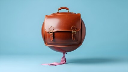 Obraz premium Surreal business concept a briefcase as a balloon with a tie, symbolizing career freedom or a floating idea