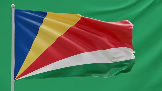 Seychelles flag waving on background green screen