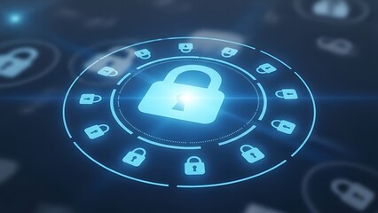 Advanced digital security interface with central lock symbol