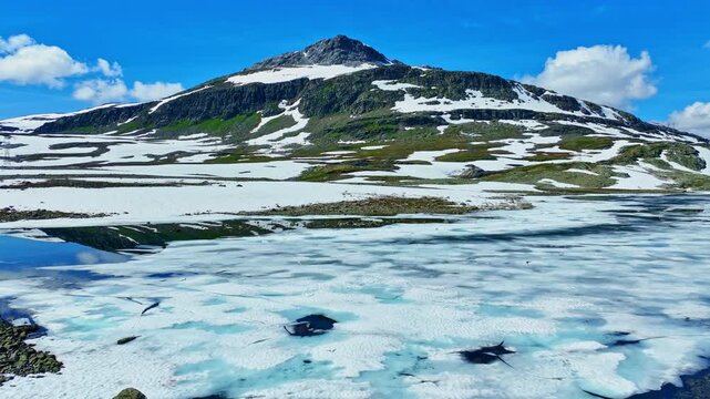 Perfect reflection in lake at Aurlandsfjellet mountain plateau, Vestland Norway