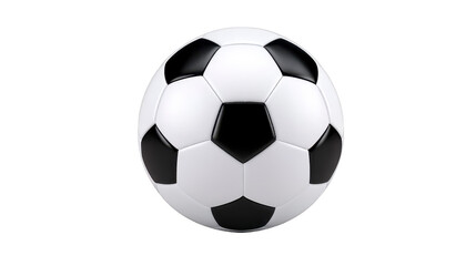 Fototapeta premium Classic black and white soccer ball, isolated on transparency background, round shape, used for football games, sports equipment, recreation, and team activities