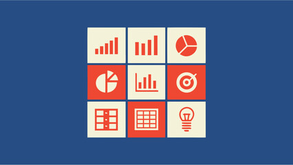 Advanced Data and Analytics Vector Icon Set for Business Intelligence and Reporting