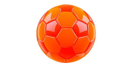 Fototapeta premium Orange soccer ball glossy surface isolated on transparent background modern design vibrant color sports equipment energetic and playful mood suitable for digital or print use