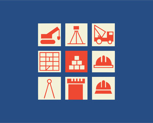 Construction and Building Development Vector Icons for Architecture Projects and Real Estate Marketing