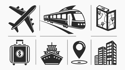 Travel and Transportation Vector Icon Bundle for Tourism Agencies and Global Holiday Planning Apps