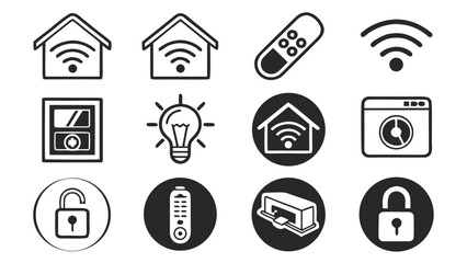 Smart Home and IoT Automation Vector Icons for Connected Technology and Intelligent Living Apps