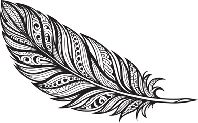 Obraz premium Ornamental Peacock Feather Line Art