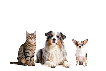 Obraz premium Three Domestic Animals: Cat and Two Dogs