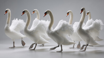 Obraz premium White swans on white.