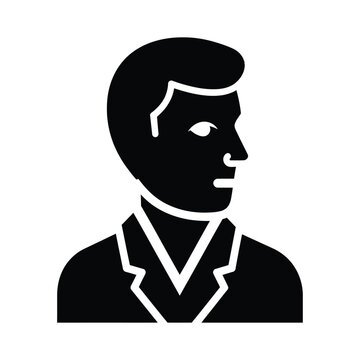 Vector illustration icon a black and white icon of a man with short hair looking to the right