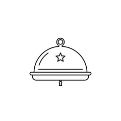 Obraz premium Vector illustration icon a simple line drawing of a covered serving dish with a star on the lid