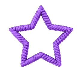 3D Rendered Glossy Purple Twisted Rope Star Shape Isolated on White Background for Premium Design