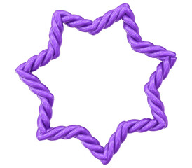 Vibrant Purple Glossy Twisted Rope Forming a Six-Pointed Star Frame on a Dynamic Abstract Dark Background