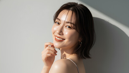 ボブヘアの日本人女性のビューティーポートレート