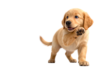 Golden Retriever Puppy with Raised Paw