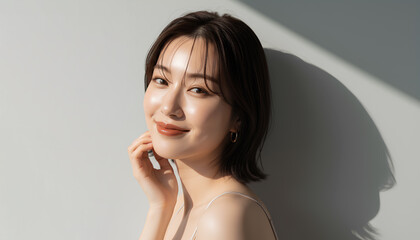 ボブヘアの日本人女性のビューティーポートレート