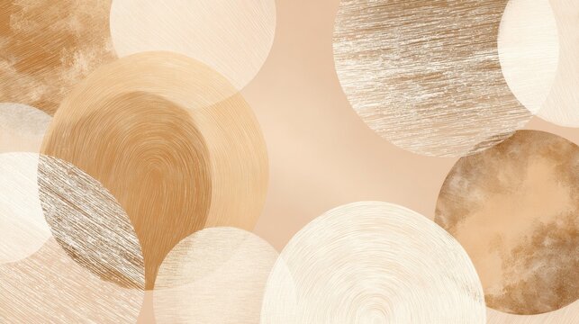 Abstract design featuring circles in earthy tones with a textured background ideal for modern decor and creative projects
