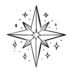 Monochrome magic and celestial symbol. Mystical silhouette of star sign. Vector doodle illustration. Astrology esoteric aesthetics.