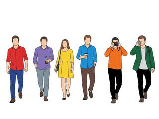 Obraz premium Modern Flat People Scene for Architectural Layouts, White Background