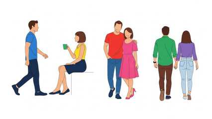 Obraz premium Flat Vector People for Architecture Plans on White Background