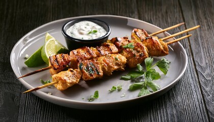 delicious grilled skewers with creamy dip a culinary delight