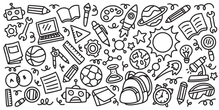 Hand drawn STEAM education doodle element vector illustration